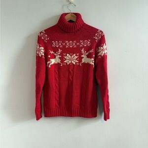 Lands' End Red Turtleneck Sweater, Size Small, Excellent Condition